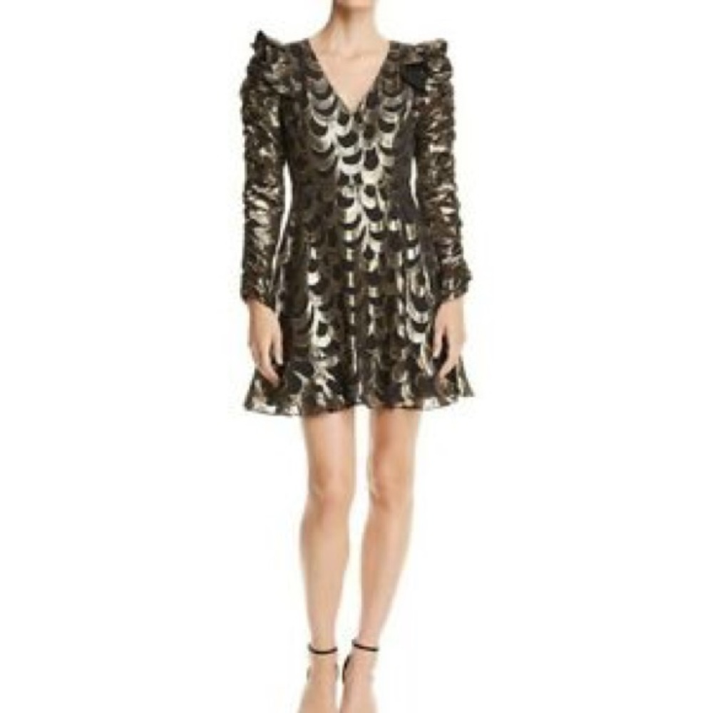 AQUA Gold Foil Mini Dress Mermaid Scales